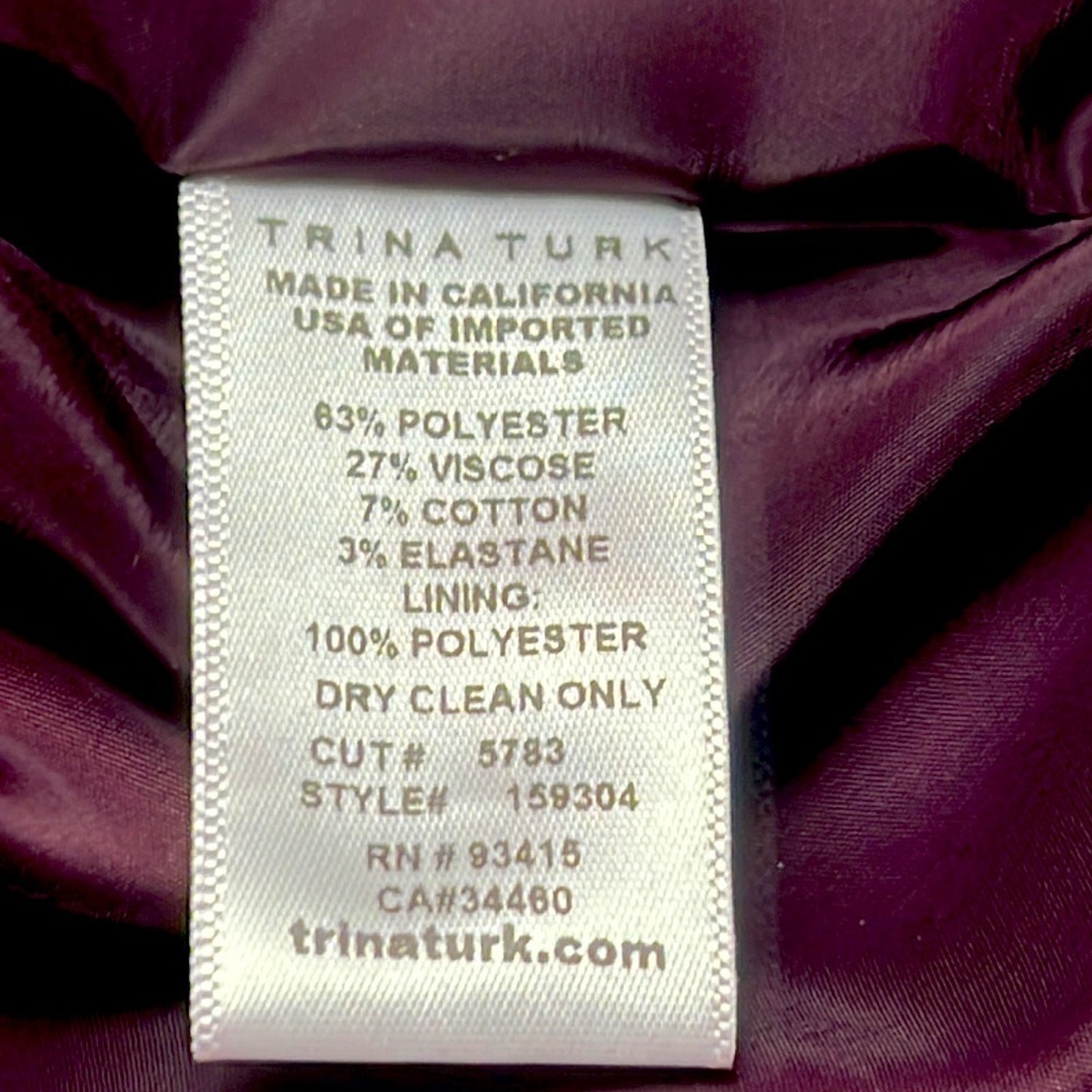 Trina Turk burgundy dress size 10 brand new with tag - Picture 5 of 10